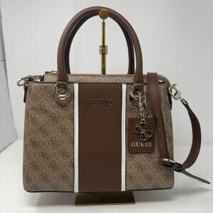 Guess Y2K Brown Monogram Coated Canvas Two Way Satchel With Dustbag NWOT